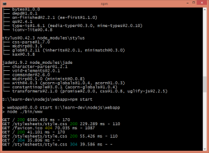 Express konzol kimenete express_console_output